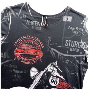 Sturgis Shirt Women XXL 2XL Black Sequin Moto Eagle 90 Black Hills Harley Grunge